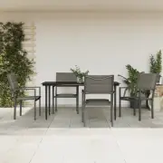 5 Piece Garden Dining Set Black Steel Textilene Outdoor Furniture Patio Ta 00738