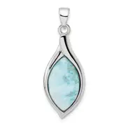 Sterling Silver Rhodium-Plated Polished Larimar Pendant