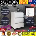 Set Of 2 Nightstands With Drawers Bedside Table White Industrial Side Cabinet AU