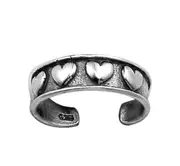 Silver Embossed Heart and Love Toe Ring