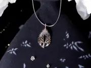 Black Onyx Tree of Life Pendant Necklace Healing Crystal Jewelry 18" Cord