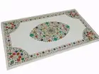 Hallway Table Top Inlaid with Natural Gemstone White Marble Dining Table 36x60"
