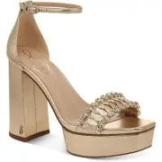 Sam Edelman Womens Ninette Gold Metallic Heels Shoes 7.5 Medium (B,M) BHFO 7956