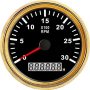 Diesel Engine Car Tachometer RPM Gauge Hour Meter REV Counter 3000RPM With Digital Hourmeter LCD Hourmeter Marine Red Backlight Gold Black 3K RPM