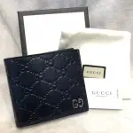 GUCCI短夾 473922 黑色牛皮 GG LOGO 4卡 零錢袋短夾 現貨