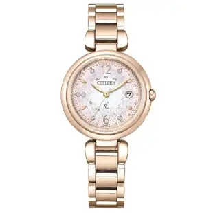 【CITIZEN 星辰】XC 光動能電波櫻花粉鈦金屬女錶 /29mm(ES9467-62W)