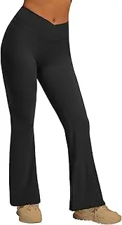 [YOAKUKA] Flare Yoga Leggings for Women Crossover High Waist Tummy Control Bell Bottom Bootcut Gym Work Pants Casual