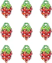 [KitBeads] 10Pcs Faceted Glass Beaded Strawberry Pendants Large 3D Fruit Red Strawberry Charms for Bracelet Earring Necklace Jewellery Making Crafts, Acrylic, No Gemstone
