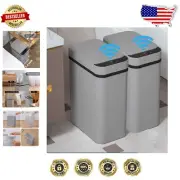 Touchless 2.5 Gallon Grey Trash Can - Compact Motion Sensor Bin for Small Spaces