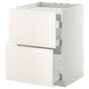 METOD / MAXIMERA base cab f hob/2 fronts/3 drawers, white/Veddinge white, 60x60x80 cm