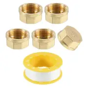 5pcs Pipe Fitting Caps G3/4" Female Thread Outer Flange with 9.5M Sealant Tape