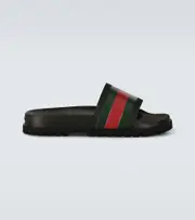 [Gucci] Gucci Striped Web slide sandals AU 8 black