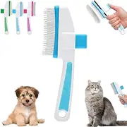 Pet Hair Removal Comb Flea Comb,Self-Cleaning Pet Comb,Cat Grooming Brushes,One-touch Hair Removal Button,Cleaning Shedding for Dogs Cats Pet Grooming Brush Tool (Blue)