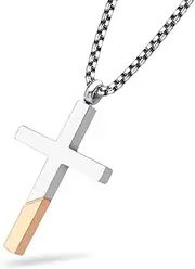 [555Jewelry] Cross Necklace for Men Women, Stainless Steel Pendant with 18-24" Chain