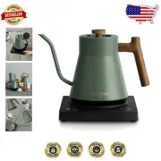 Elegant 34oz Gooseneck Electric Kettle with Temperature Control & Wood Handle