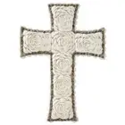 Willow & Silk Handmade 22cm White Grass Rope Flower Cross Home/Indoor Decor