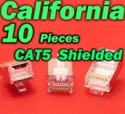 Lot 10 X Cat5 Shielded Rj45 8P8C Network Cable Modular Connector 10 Plug CAT5e E