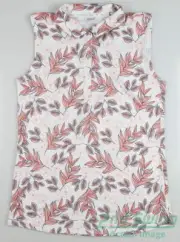 New Womens Puma Sleeveless Cloudspun Flora Polo Small White/Pink MSRP $60