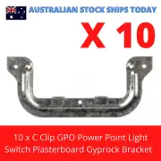 10 x C Clip Plaster Board Gyprock GPO Power Point Light Switch Bracket