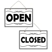 Open Closed Sign, 12″x8″ PVC Plastic Double Sided Hanging Style, Hig