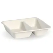 2 Compartment Bio Asian Takeaway Box (530/380ml) - WHITE 500 pcs