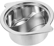 CHICAMPERA 1 Set Stainless Steel Dual Flavor Hot Pot with Lid Divided Cooking Pot for Induction Cooktops Portable Small Saucepan for Home Restaurant and Camping Use