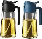 TrendPlain 16oz/470ml Olive Oil Dispenser - 2 in 1 Olive Oil Spray Bottle for Cooking, Kitchen Tools, Air Fryer, Salad, and BBQ - Black&Navy