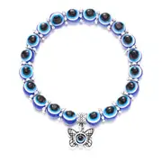 Evil Eye Beads Bracelet with Butterfly Charm