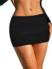 [Sweet Hearts] Black Mini Skirt for Women- Above Knee Elastic Waist Basic Mini Pencil Womens Skirts Bodycon Made in USA