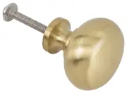 Medium Plain Round Cupboard Knob, Raw Brass Gold Solid Brass