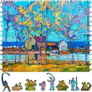 Wooden Jigsaw Puzzle for Adults by FoxSmartBox - 255 Pcs - Fishermen's Cottages