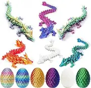 6pack 3D Printed Easter Dragon Eggs, Easter Basket Stuffers, Mini Mystery Dragon Egg with Dragon Inside,Crystal Dragon Fidget Toy, Surprise 3D Printed Animals Toy (6 Pack)