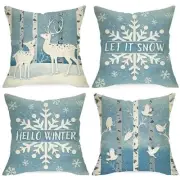 Hello Winter Snowflake Decorative Throw Pillow 18" x 18" (Pack of 4) Deer
