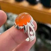 Carnelian Orange Agate Stone Ring - Real Akik Beautiful Gift Ring For Men 925