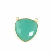 Bezel Gem Links - Gold Vermeil - Large Trillion - 18mm - Peru Chalcedony -1pc