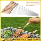 10Pcs Kabob Skewers Stainless Steel 8 Inch Barbecue Skewer with Wooden Handle *A