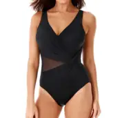 Miraclesuit Illusionists Circe One-Piece Swimsuit Black L48635 Womens Size 10