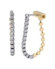 Allsaints Ball & Box Chain Front to Back Earrings in Two Tone