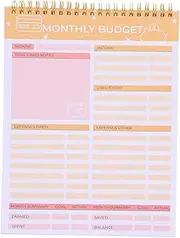 SECFOU Budget Notebook Spiral Planner for Expense Tracking Monthly Cash Planning Journal Tearable Grocery List Organizer for Home Office School Use