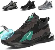 [LAoutun] Steel Toe Shoes for Men Women Work Shoes Safety Sneakers Shoes Comfortable Lightweight Puncture Proof Slip on Indestructible Work Shoes