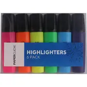 Paperclick Highlighters Assorted Colours 6 pack