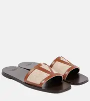 [Valentino Garavani] Valentino Garavani Viva Superstar leather-trimmed slides AU 7 neutrals