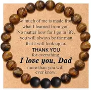 [Kefley] Dad Bracelet Gift from Daughter Son Thank You Dad Gifts for Christmas Birthday Gifts for Father Mens Volcanic Stone Agate Beads Bracelet for Daddy I Love You Gifts