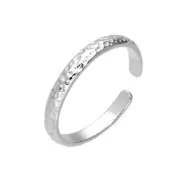Sterling Silver Hammered Finish Adjustable Toe Ring Patterned Textured