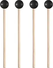 4 Pcs Steel Tongue Drum Mallets, Xylophone Mallets, Glockenspiel Mallet, 7.7in Wooden Rubber Percussion Mallet, Children's Rubber Drumsticks, Percussion Sticks
