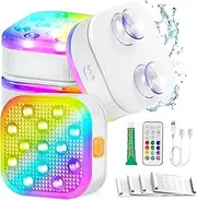Leedpart Swimming Pool Lights, Rechargeable Submersible Led with Remote Control, Waterproof Ip68, 16 Colors, Pool Lights for Bathtub with Glue, Suction Cups for Buried Above Ground Pools