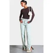 Light Blue Vintage Wash Split Hem Jeans, Light Blue