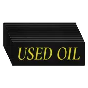 10-Pack Used Oil Sticker, 6×2" Label for Oil Storage Drums, Black and Yellow