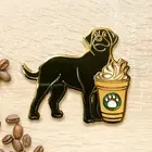 Black Labrador Mocha Enamel Pin | Lapel Coffee Latte Frappe Espresso Charm