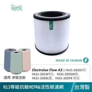 怡悅HEPA 濾網 適用 Electrolux 伊萊克斯 Flow A3 FA31-202GY WT PK GN BL